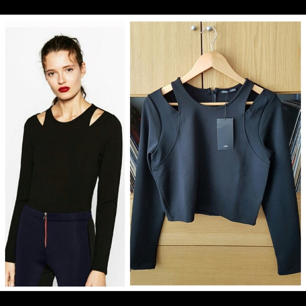 Zara Black Cut Out Crop Top